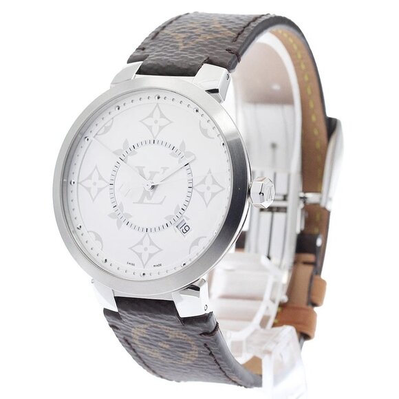 LOUIS VUITTON Tambour Slim Monogram QA120 Silver Dial Quartz Men's Watch_895126 - Picture 1 of 7